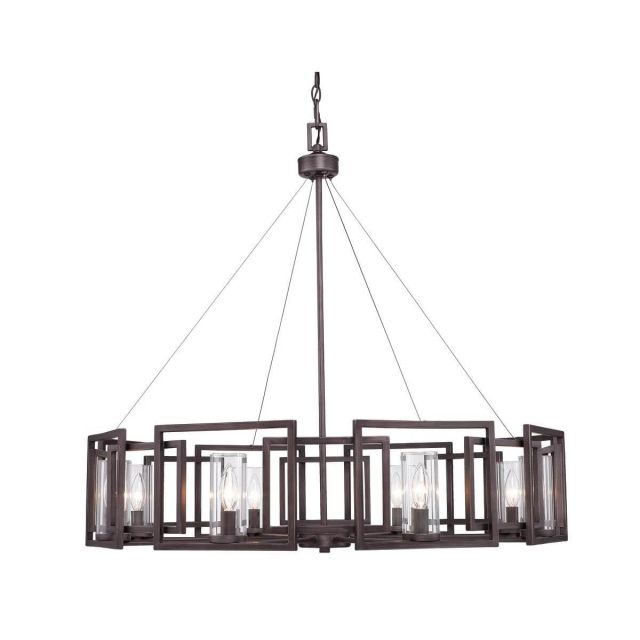 Golden Lighting 6068-8 GMT Marco 8 Light 36 Inch Large Chandelier In Gunmetal Bronze with Clear Glass